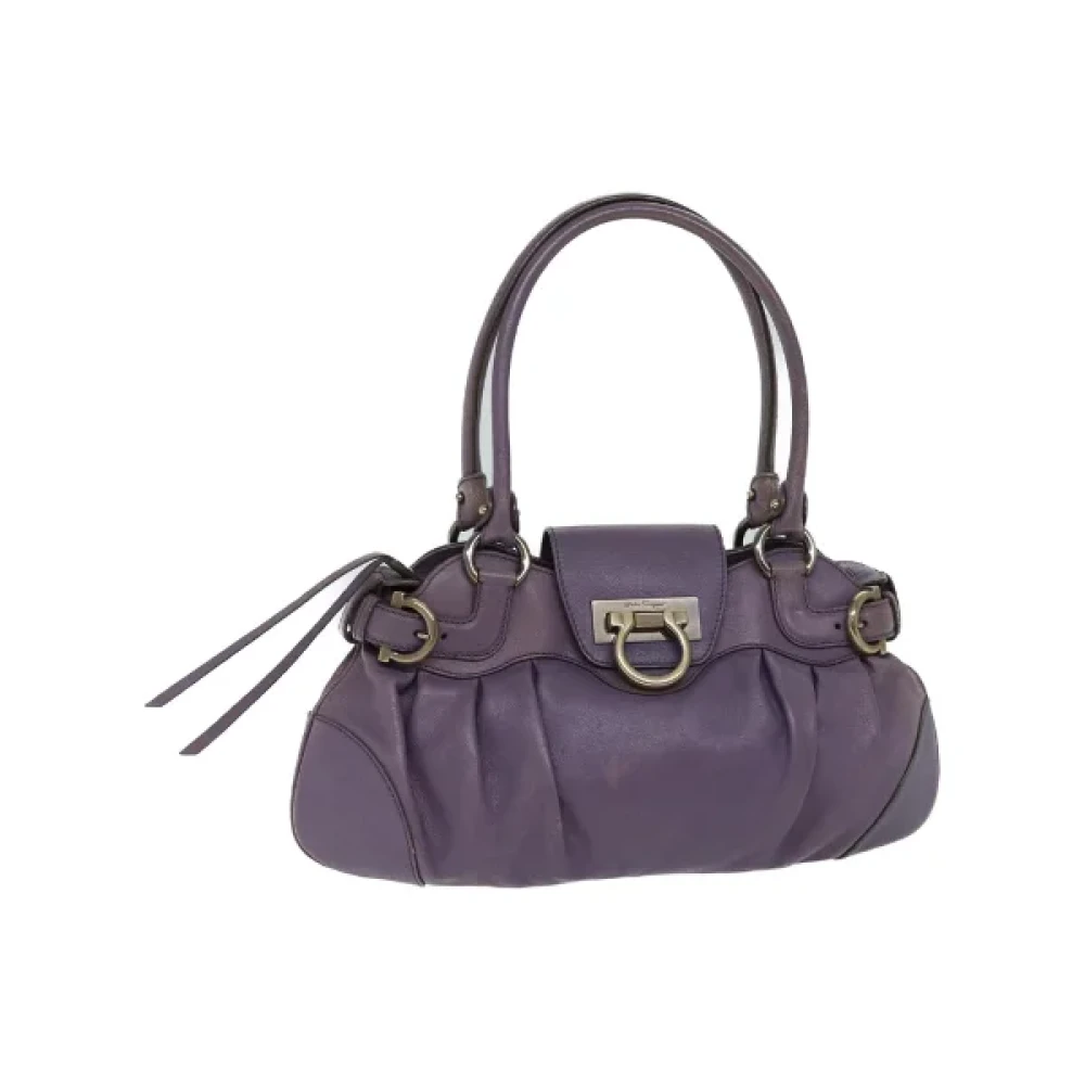 Salvatore Ferragamo Pre-owned Leather handbags Purple Dames