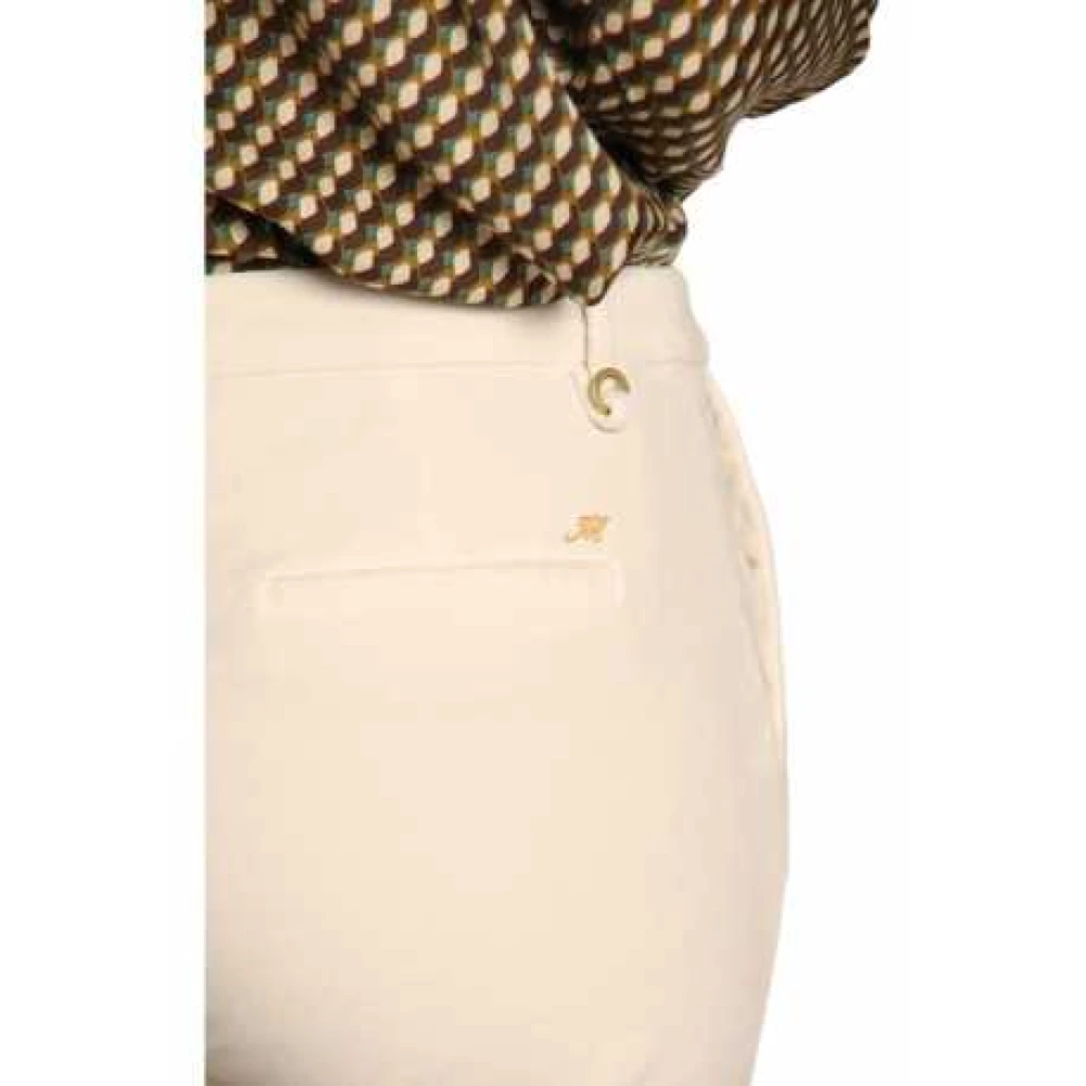 Mason's Ecru Velvet Chino Broek New York Regular White Dames