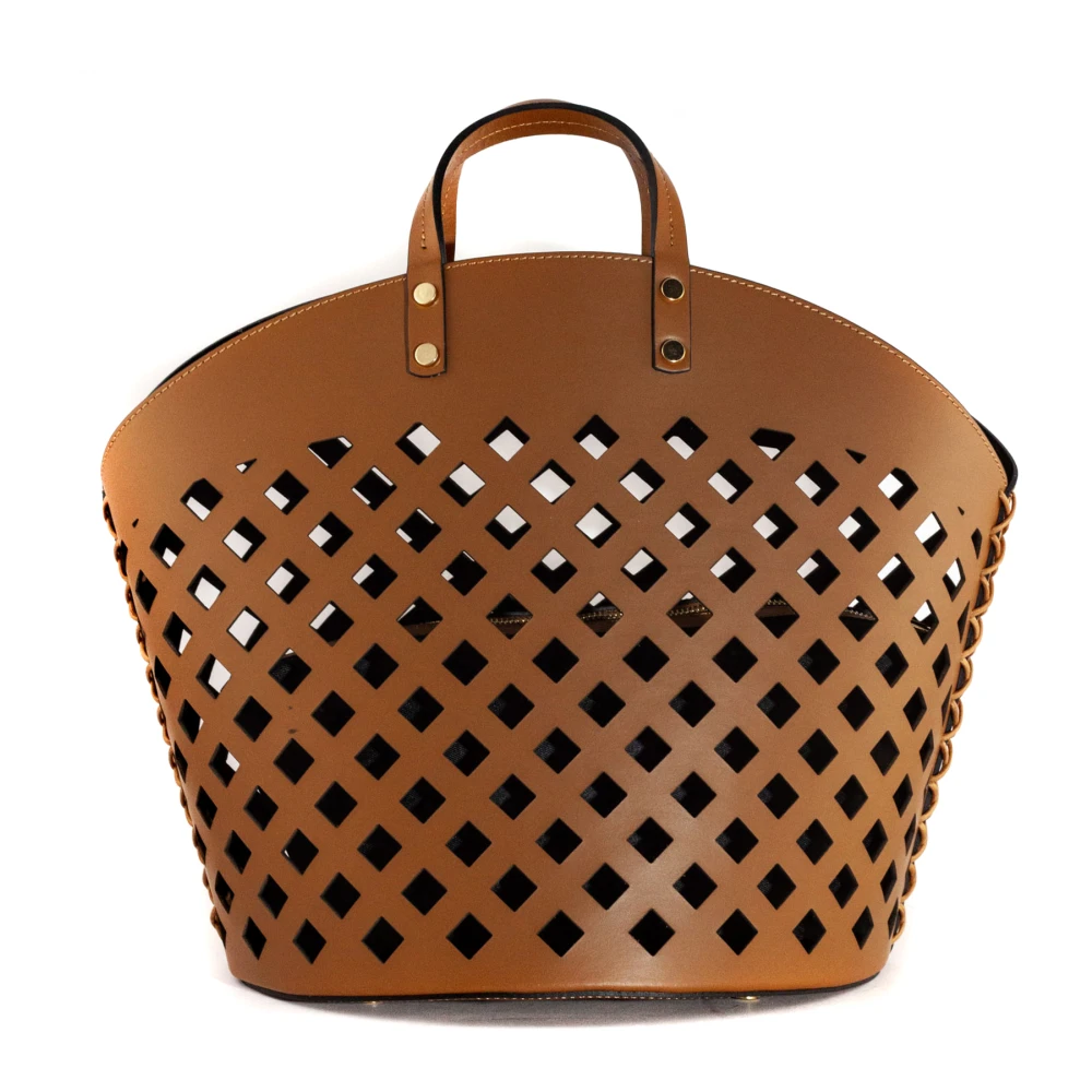 Avenue 67 Bruin leren shopper tas met geperforeerd ontwerp Brown Dames