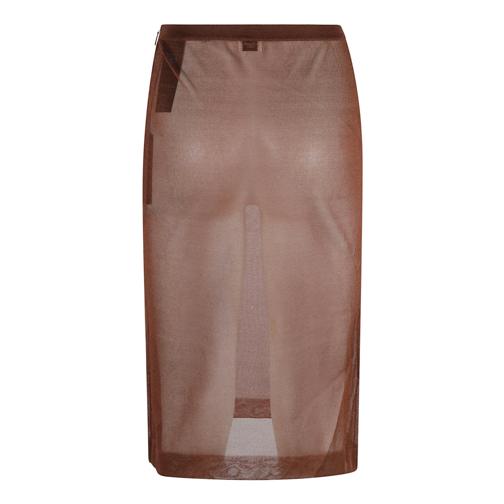 Saint Laurent Kokerrok met Jupe Crayon Brown Dames
