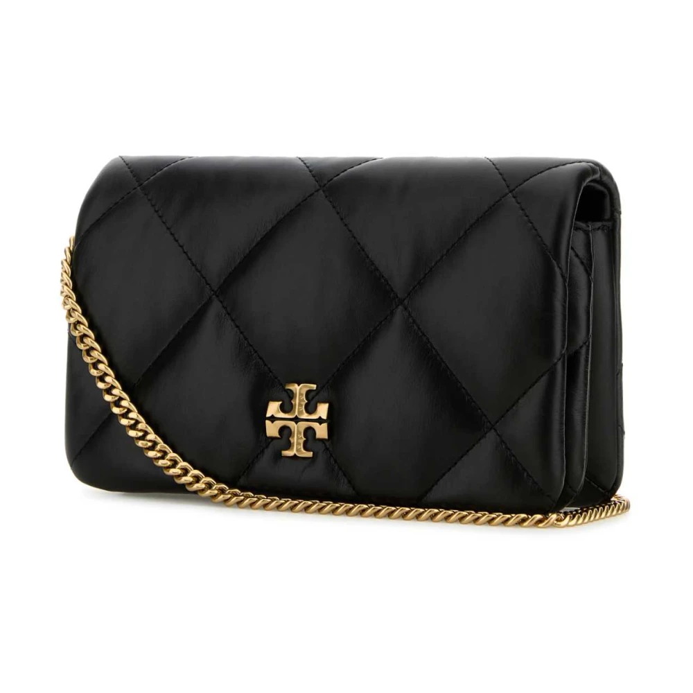 TORY BURCH Stijlvolle Zwarte Leren Clutch Black Dames