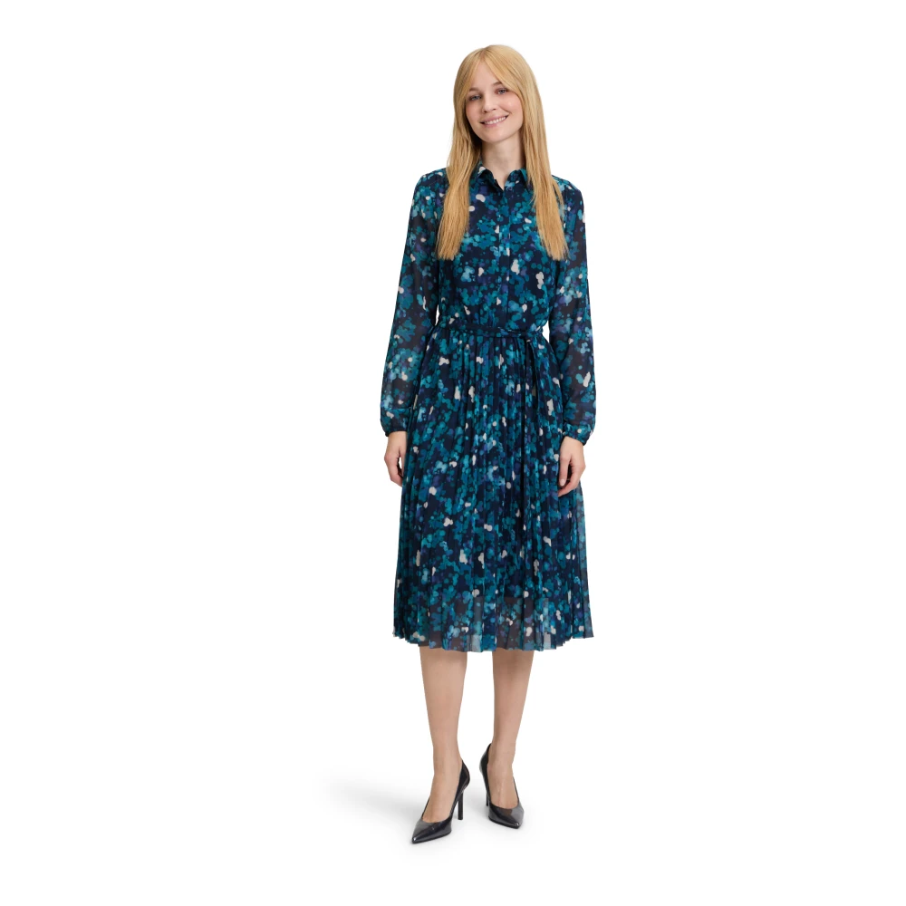 Betty & Co Geplooide Midi Jurk Blue Dames