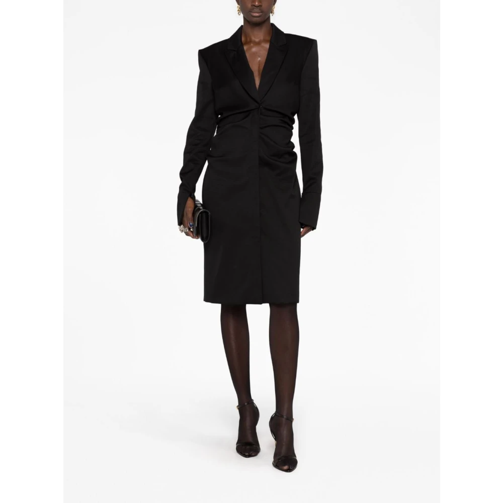 Tom Ford Zwarte getailleerde midi-jurk met peak revers Black Dames