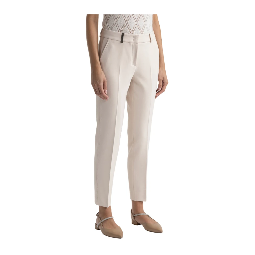 PESERICO Cigaretbroek van tweeweg stretchstof Beige Dames