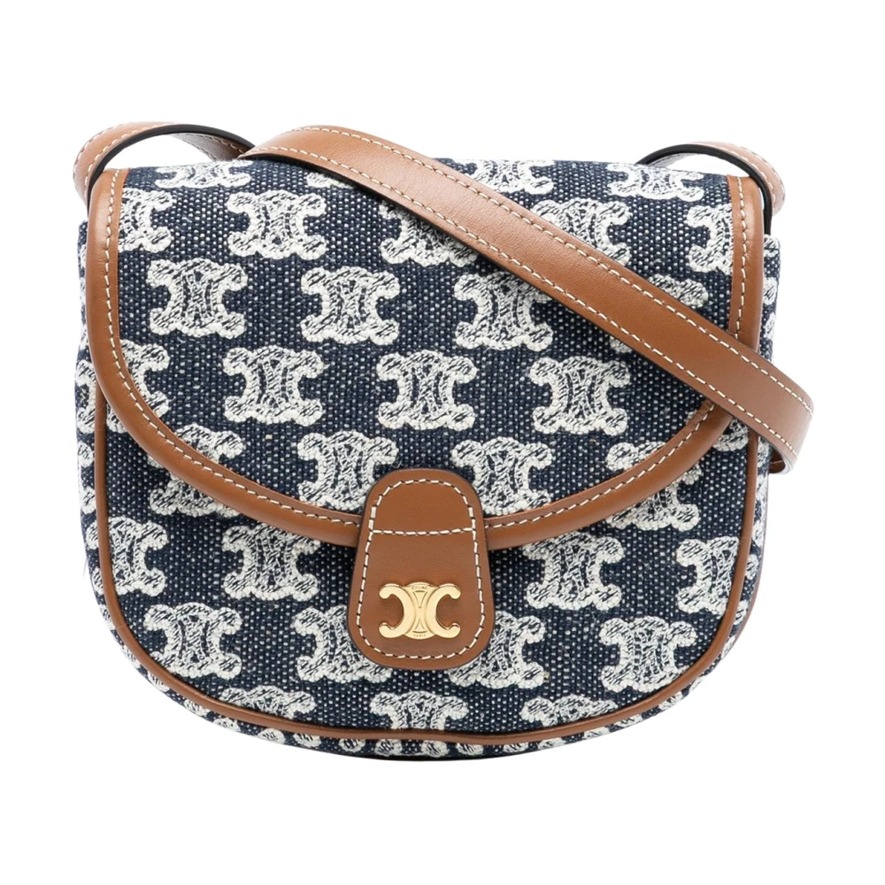 Celine Vintage Women's Blue Pre-Owned Triomphe Canvas Crossbody Bag