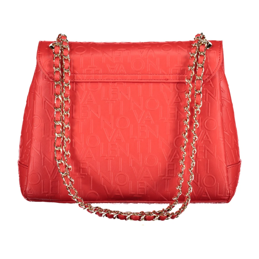 Valentino by Mario Valentino Rode Schoudertas met Ketting en Rits- en Knoopsluiting Red Dames