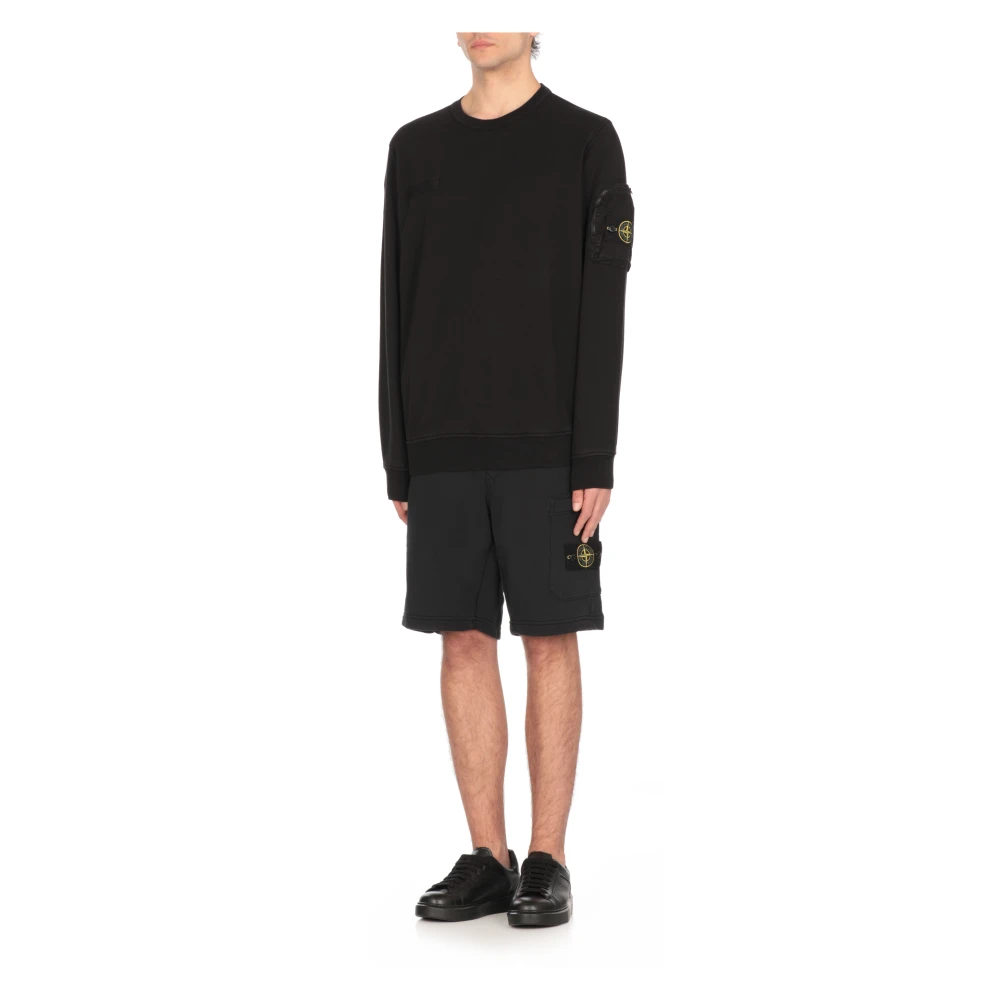 Stone Island Zwarte Katoenen Sweatshirt met Logopatch Black Heren