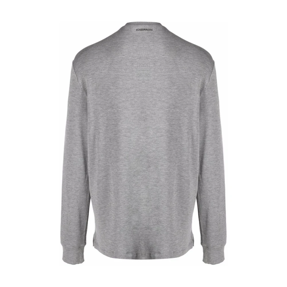 Dsquared2 Grijze Trui met Lange Mouwen en Geribbelde Zoom Gray Heren