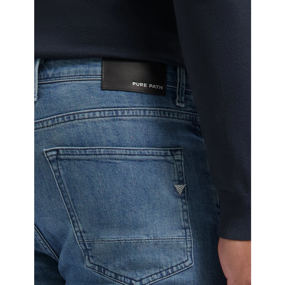 Pure Path Ryan Slim Fit Stone Washed Jeans Blue Heren