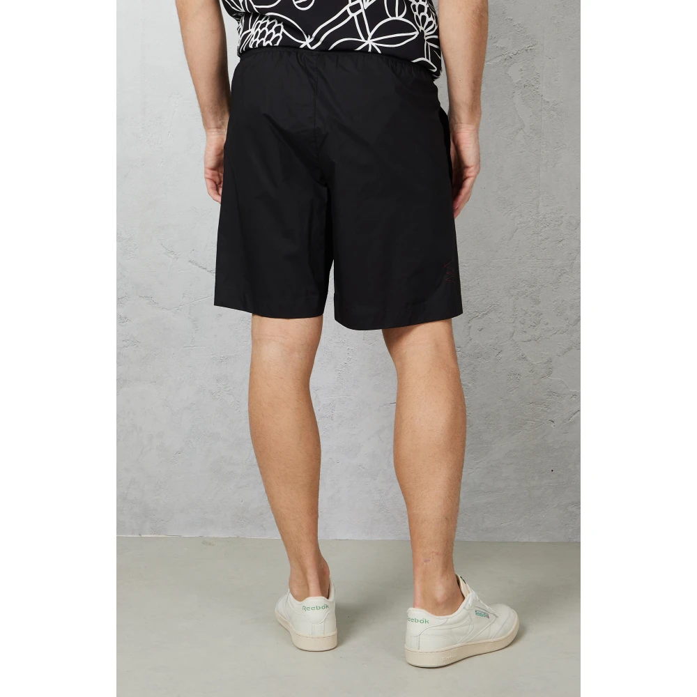 Amaránto Zwarte Shorts met Elastische Taille Black Heren