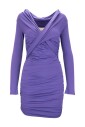 robe-courte-a-col-en-v-avec-jupe-froncee