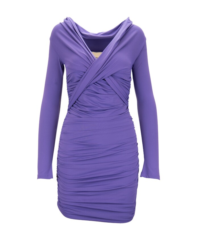 robe-courte-a-col-en-v-avec-jupe-froncee