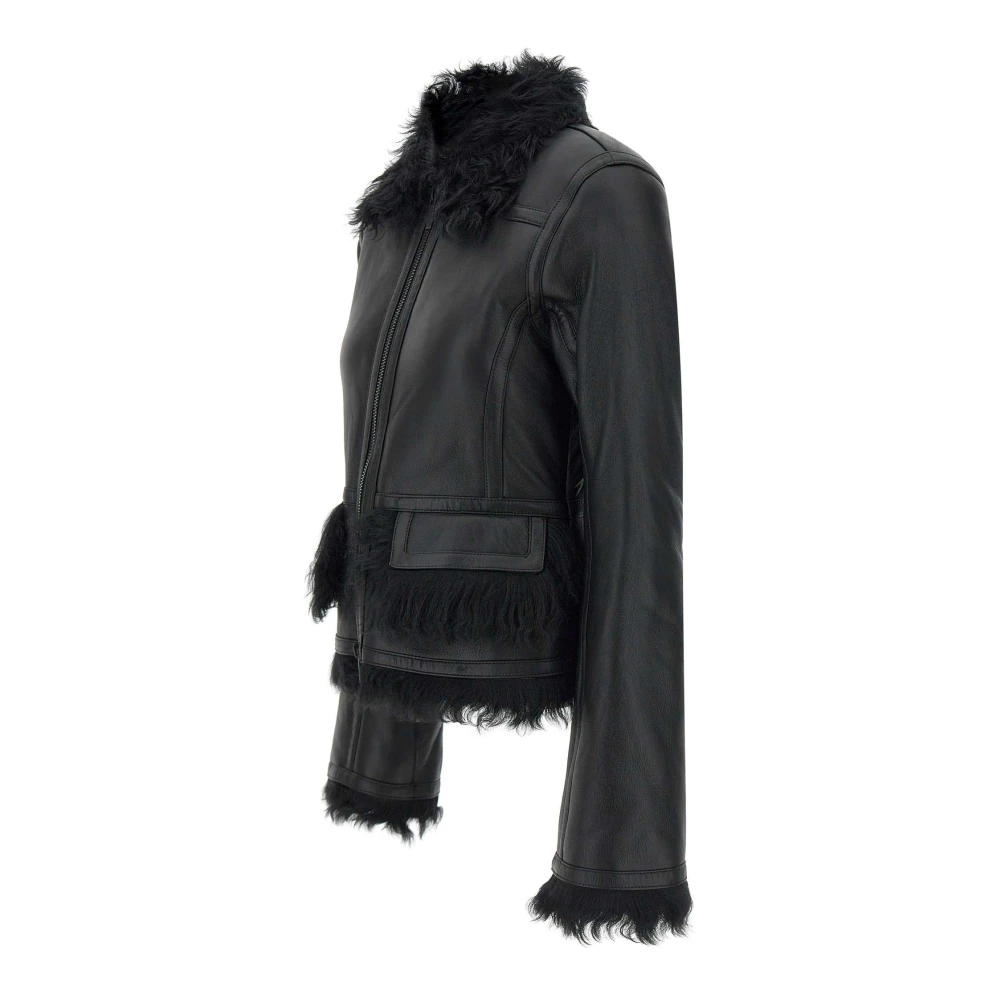 Remain Birger Christensen Zwarte Lamsvacht Jas Black Dames