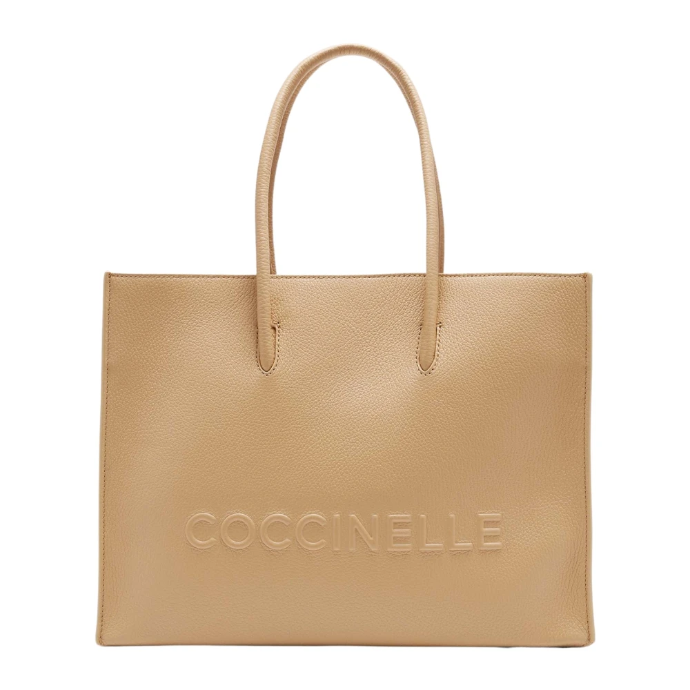 Coccinelle Maxi Logo Trendy Tote Bag Beige Dames