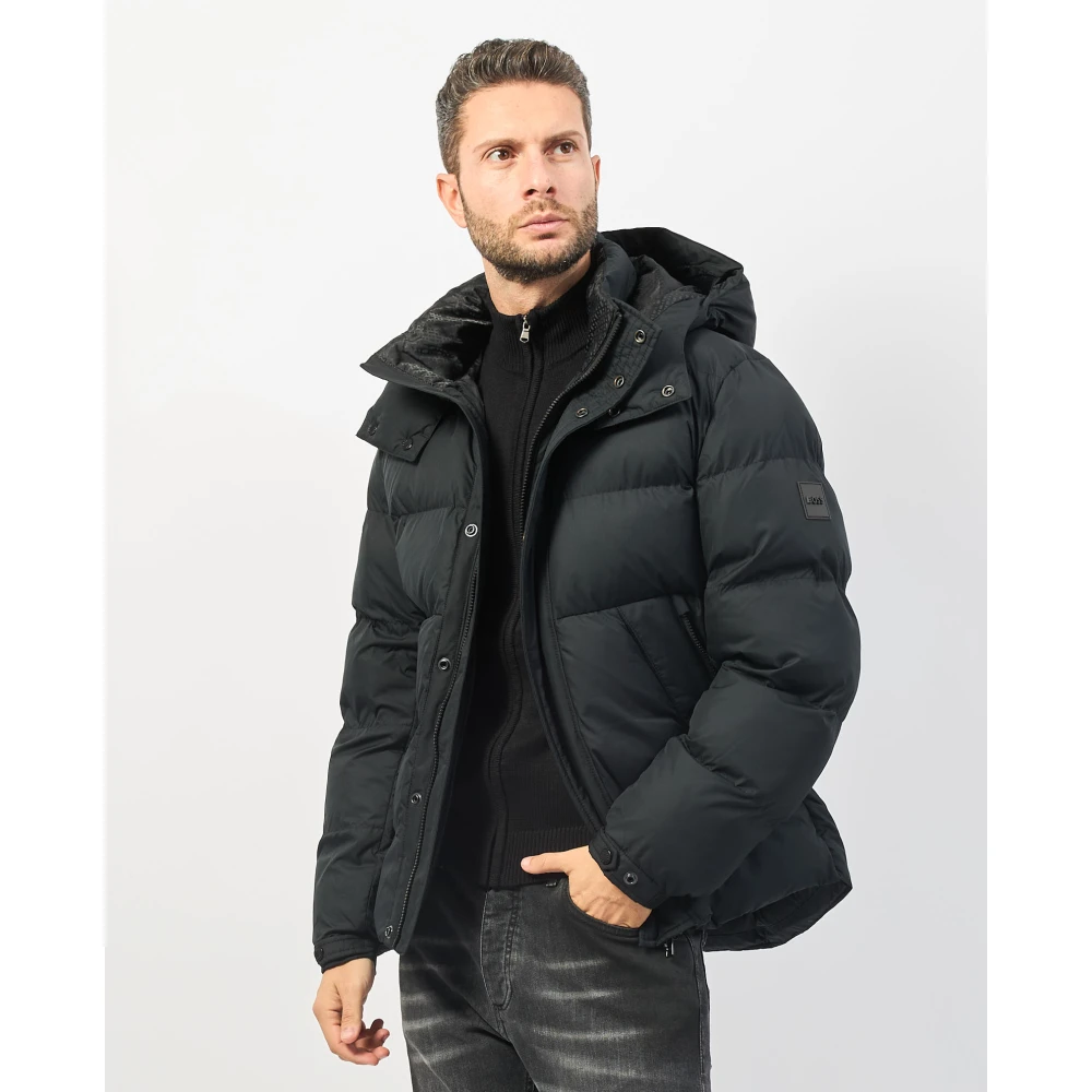 Hugo Boss Heren Gewatteerde Jas met Afneembare Capuchon Black Heren
