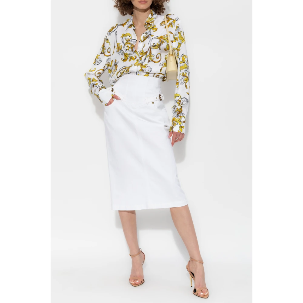 Versace Jeans Couture Shirt met Outline Barocco print White Dames