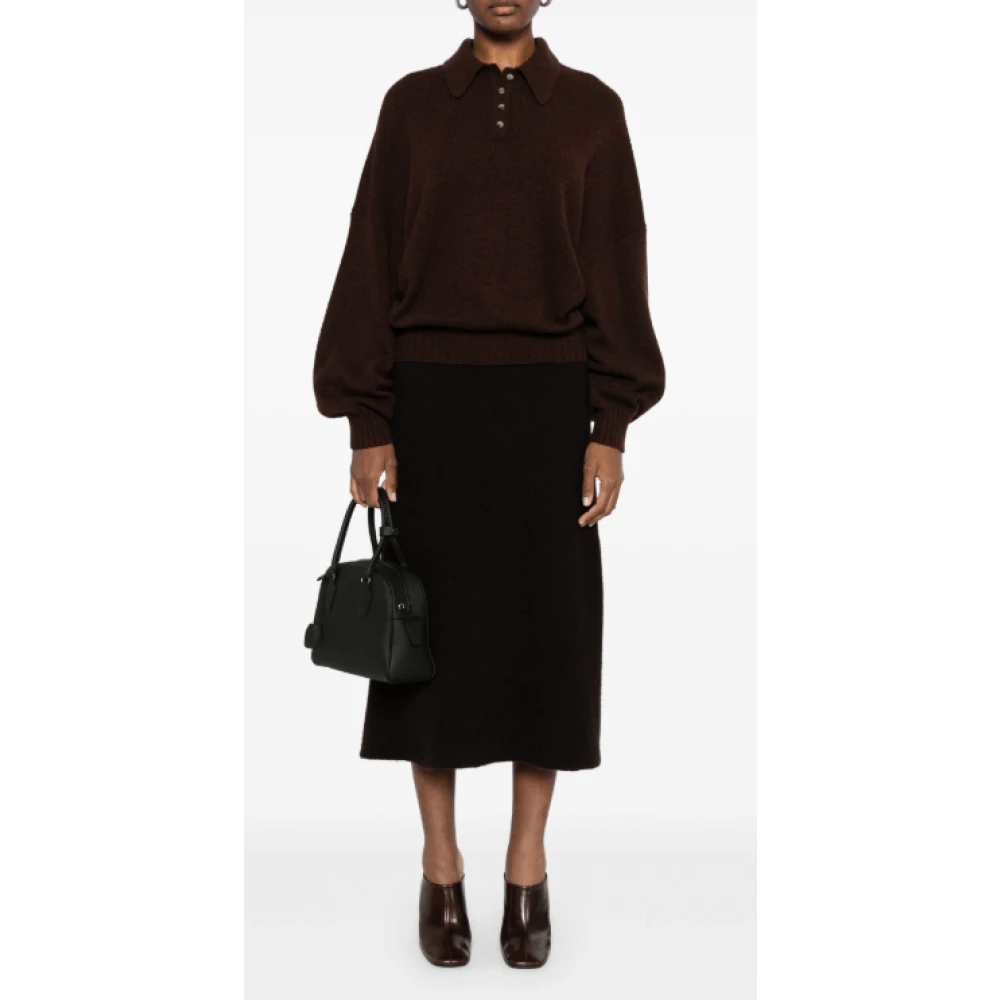 Khaite Koffiebruine Polo Kraag Sweater Brown Dames