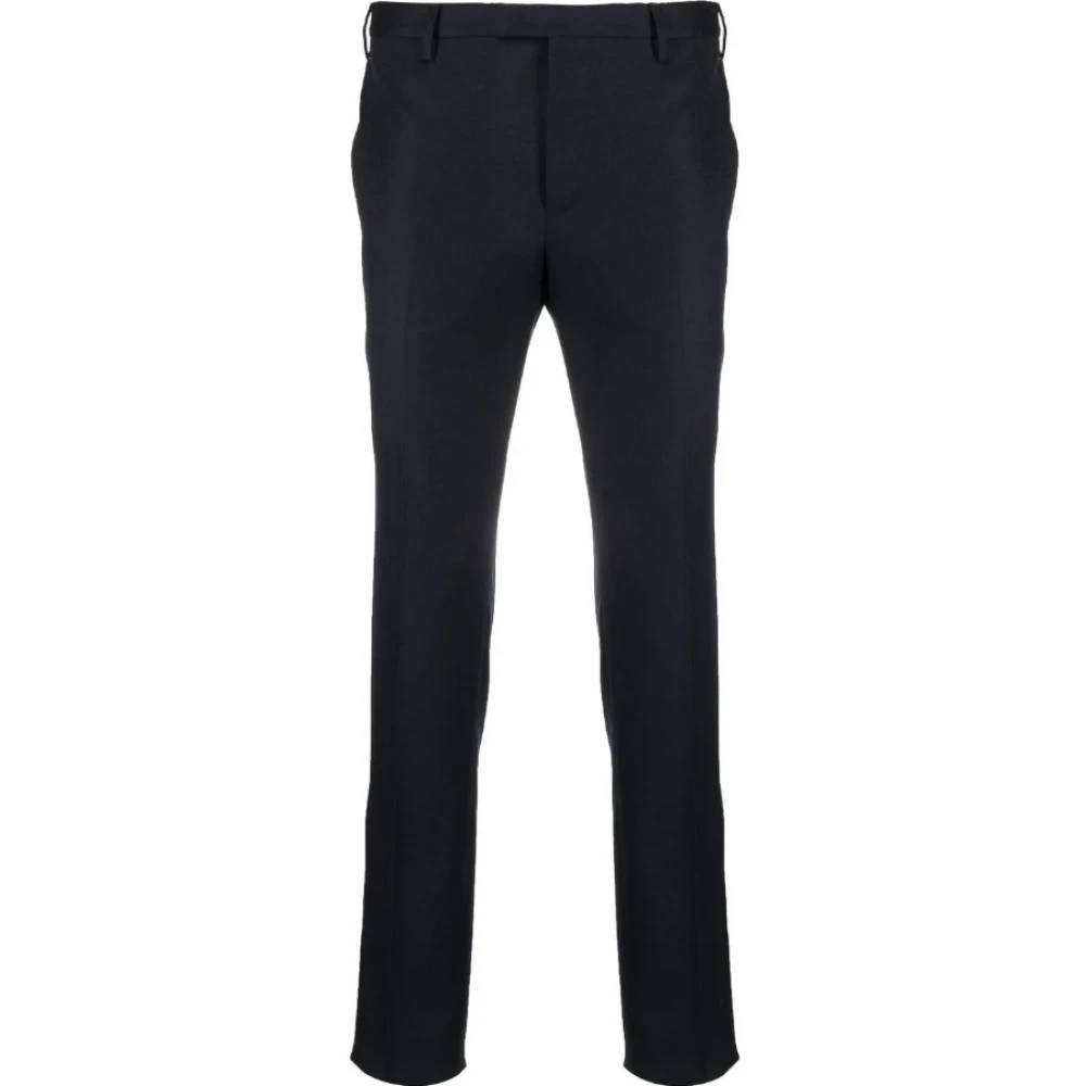 PT Torino Blauwe Wol Slim Fit Broek Blue Heren