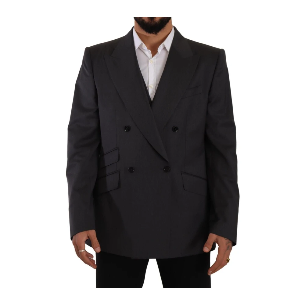 Dolce & Gabbana Grå Dubbelknäppt 2-Delad Sicilia Blazer Gray, Herr