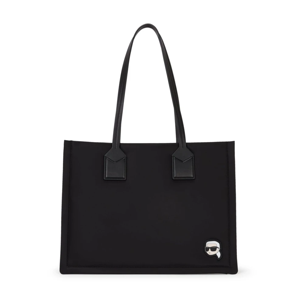 Karl Lagerfeld Tote M Nylon Zwart Logo Cirkelvormig Black Dames