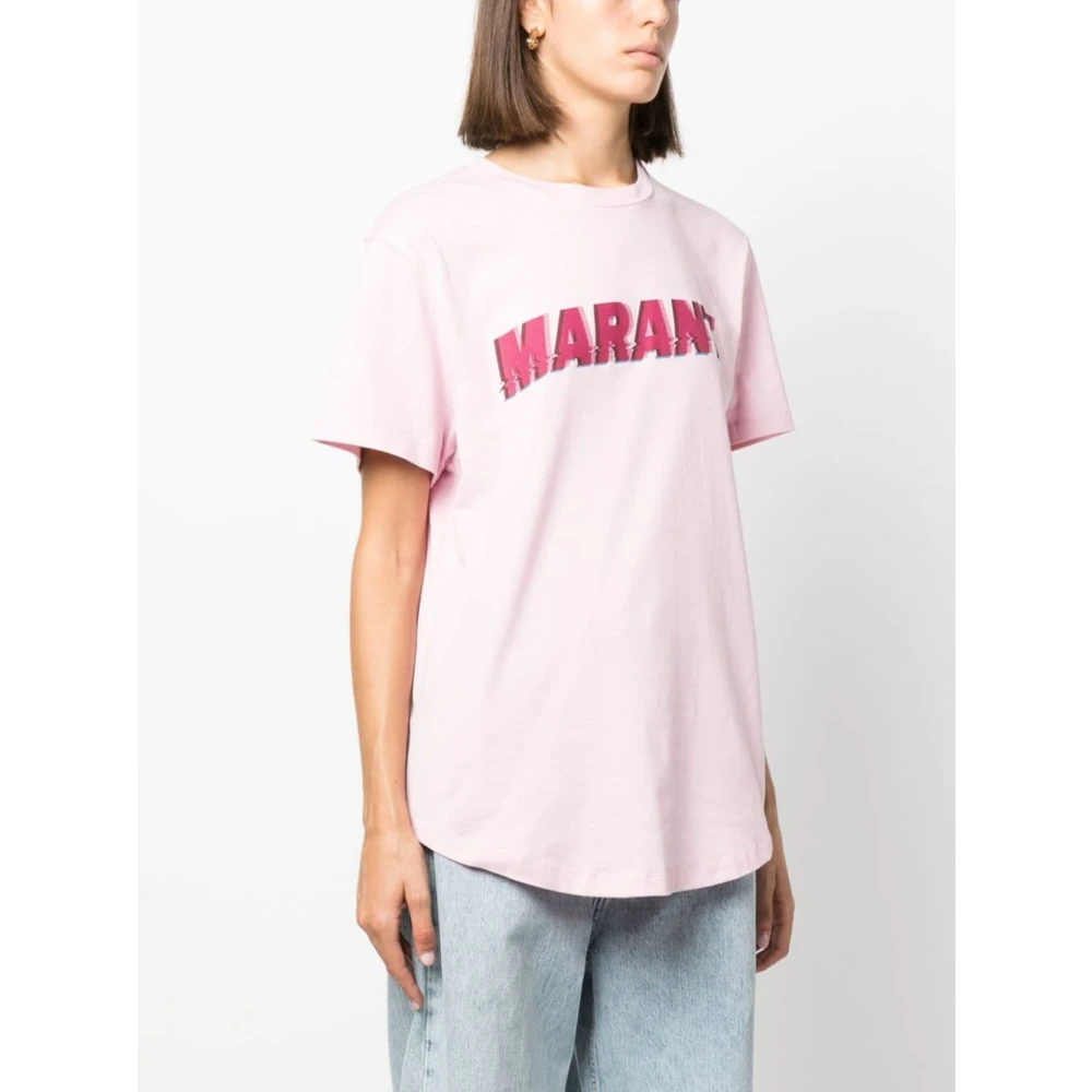 Isabel Marant Étoile Edwige Logo Print T-Shirt Pink Dames