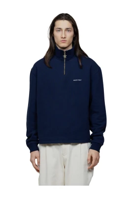 Navy Cotton Quarter Zip Jacket