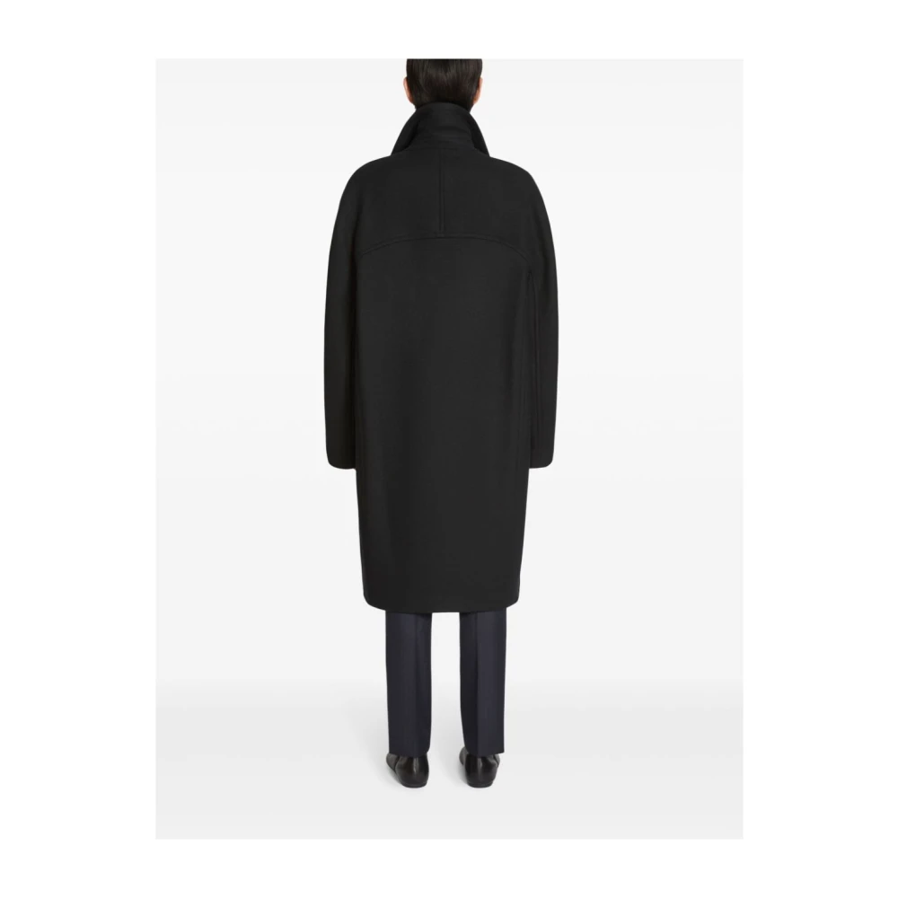 Dries Van Noten Wollen Loose Fit Mac Jas Black Heren