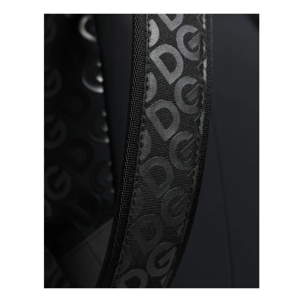Dolce & Gabbana Zwarte Neopreen Rugzak met Gegraveerde Hardware Black Dames