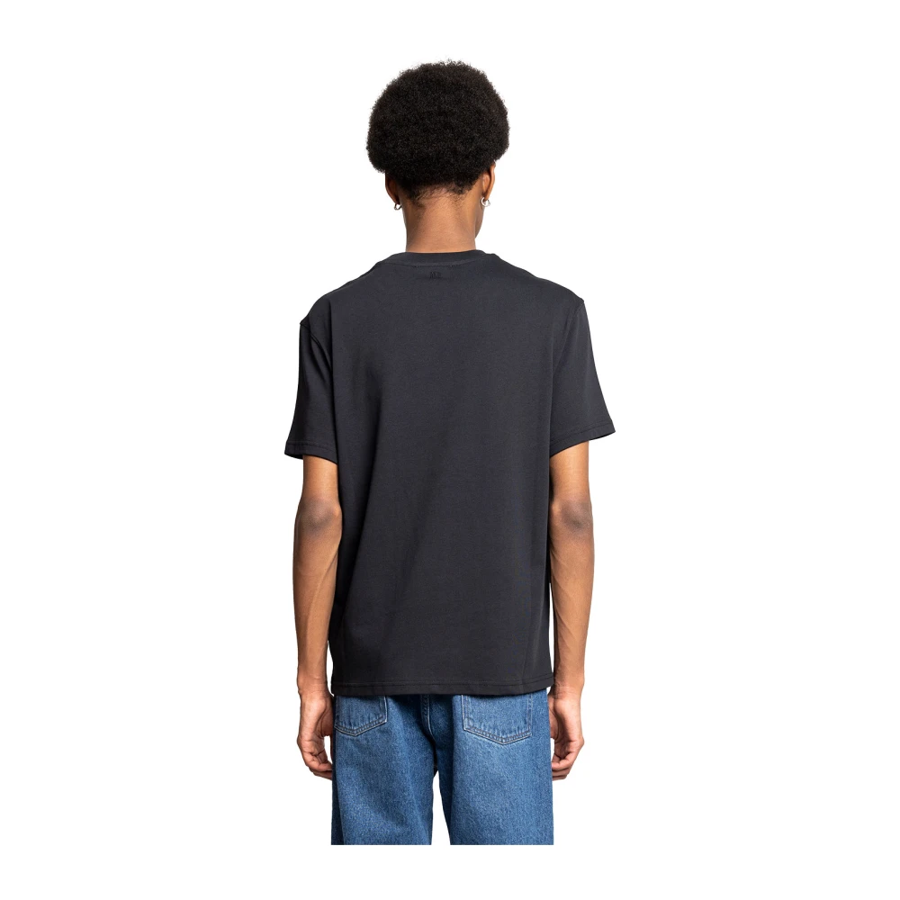 Ami Paris Zwart T-shirt met reliëf Klassieke Stijl Black Heren