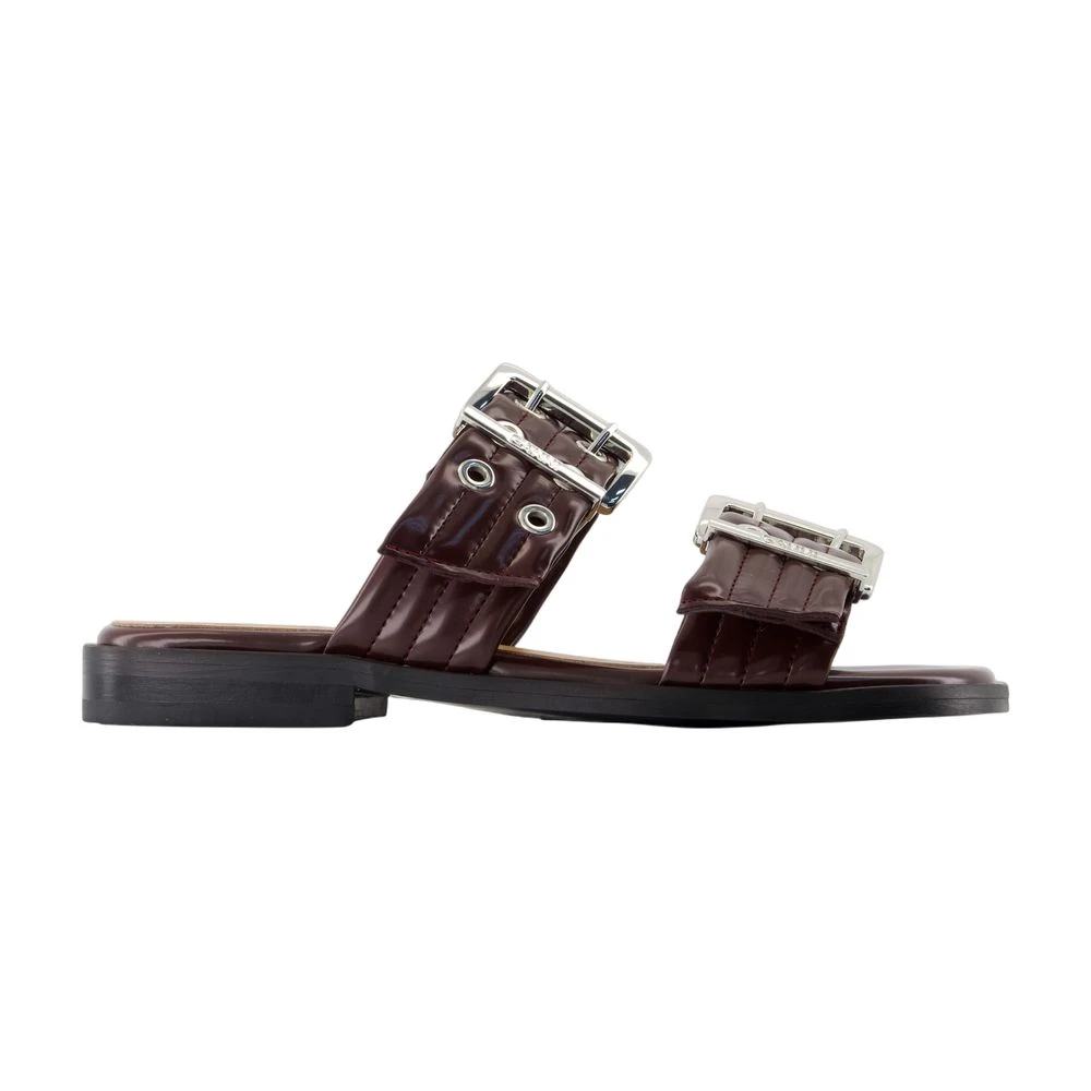 Ganni Sliders, Female, 5 Uk, Burgundy Synthetic Feminine Sandals Red