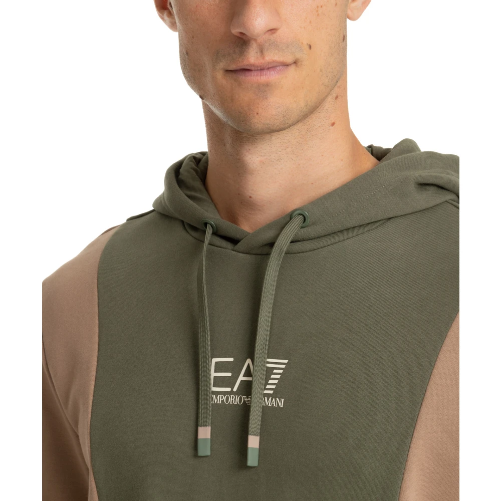 Emporio Armani EA7 Multicolor Logo Trekkoord Hoodie met Zakken Green Heren