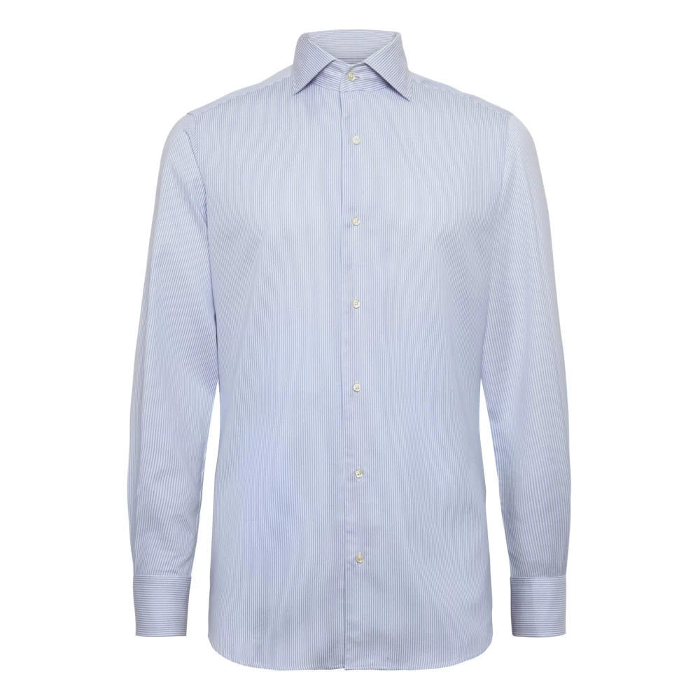 Boggi Milano Gestreept katoenen dobby overhemd met regular fit Blue Heren