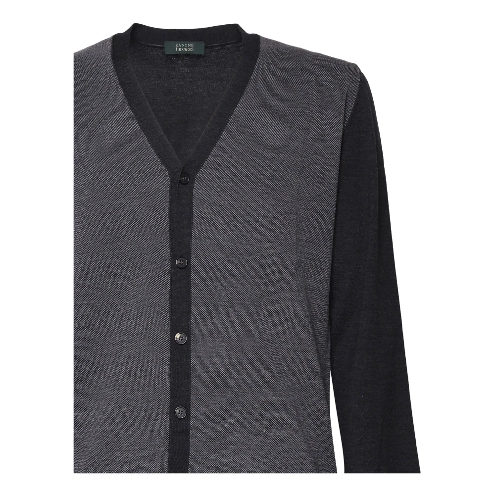 Zanone Grijze Wol V-Hals Trui Gray Heren