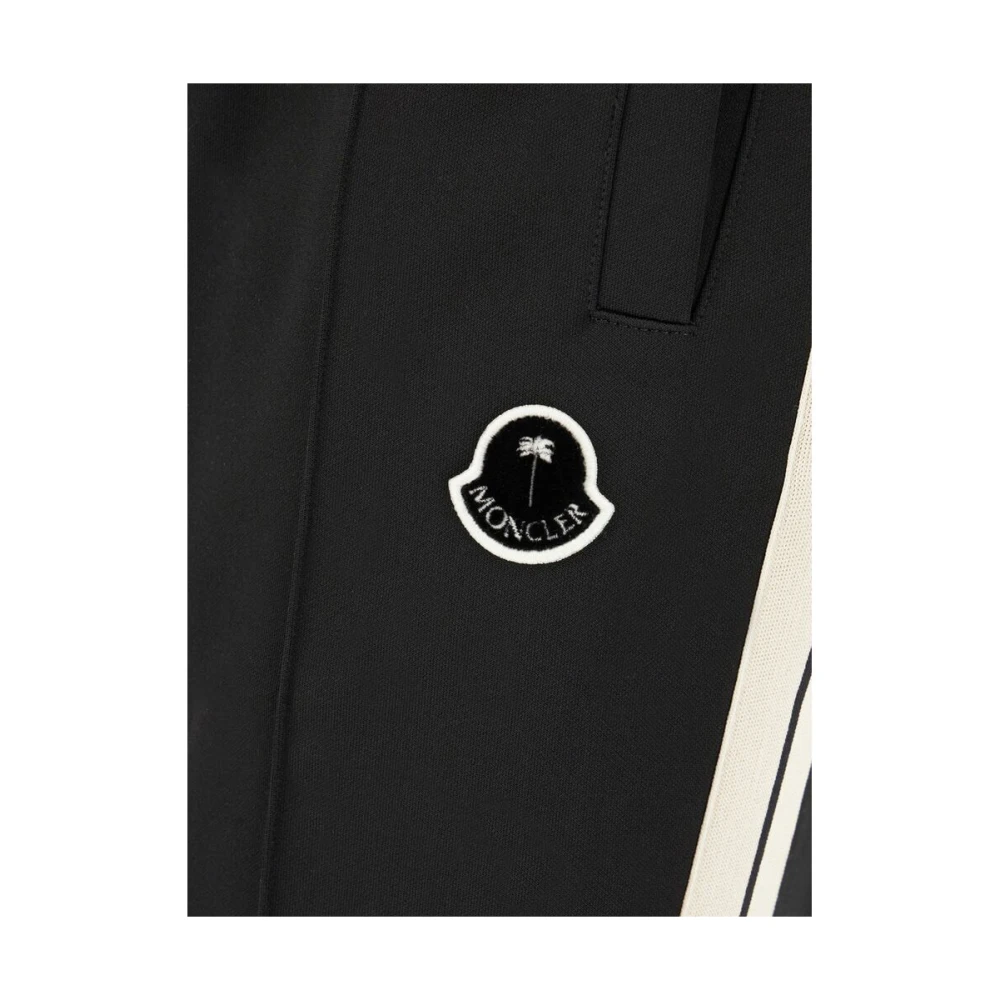 Moncler Zwarte broek met elastische tailleband en verhoogd naaddetail Black Heren