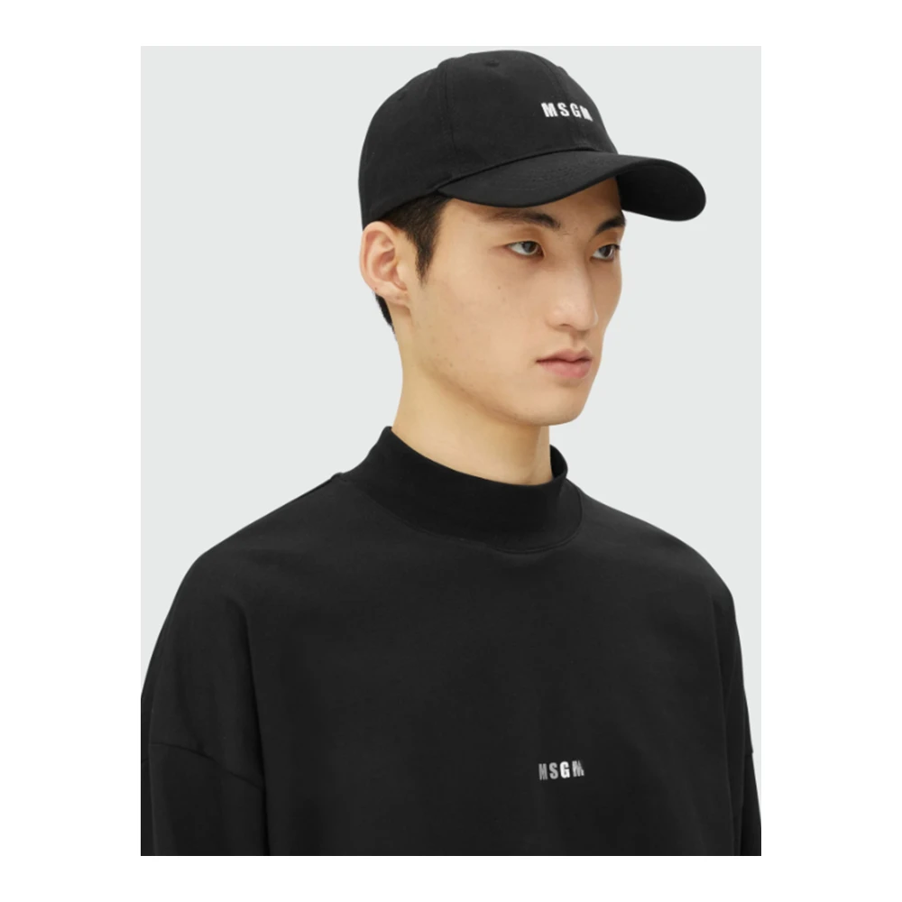 Msgm Zwarte Impact Baseballpet in Gabardine Black Heren