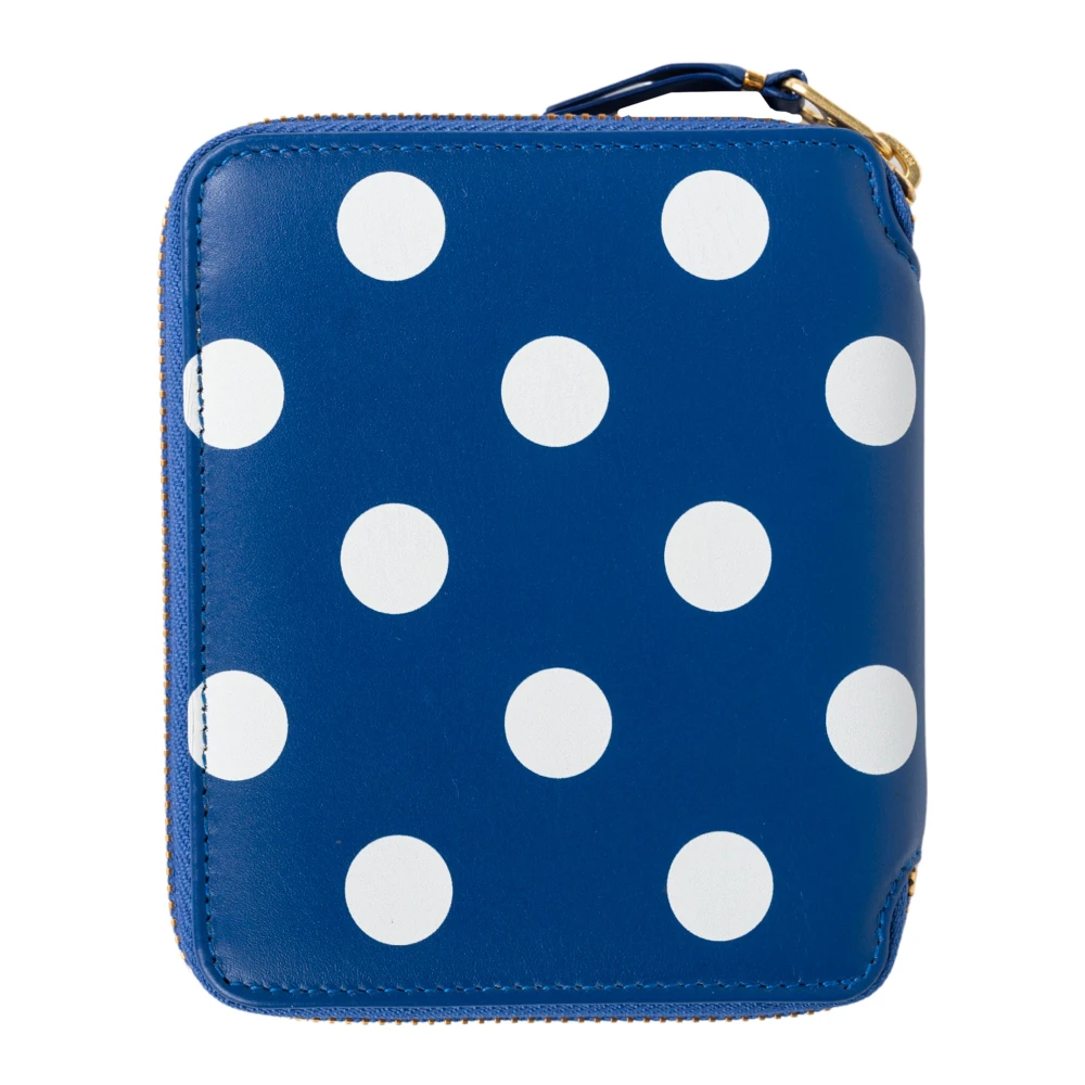 Comme des Garçons Blauwe Polka Dot Portemonnee Ritssluiting Blue Unisex
