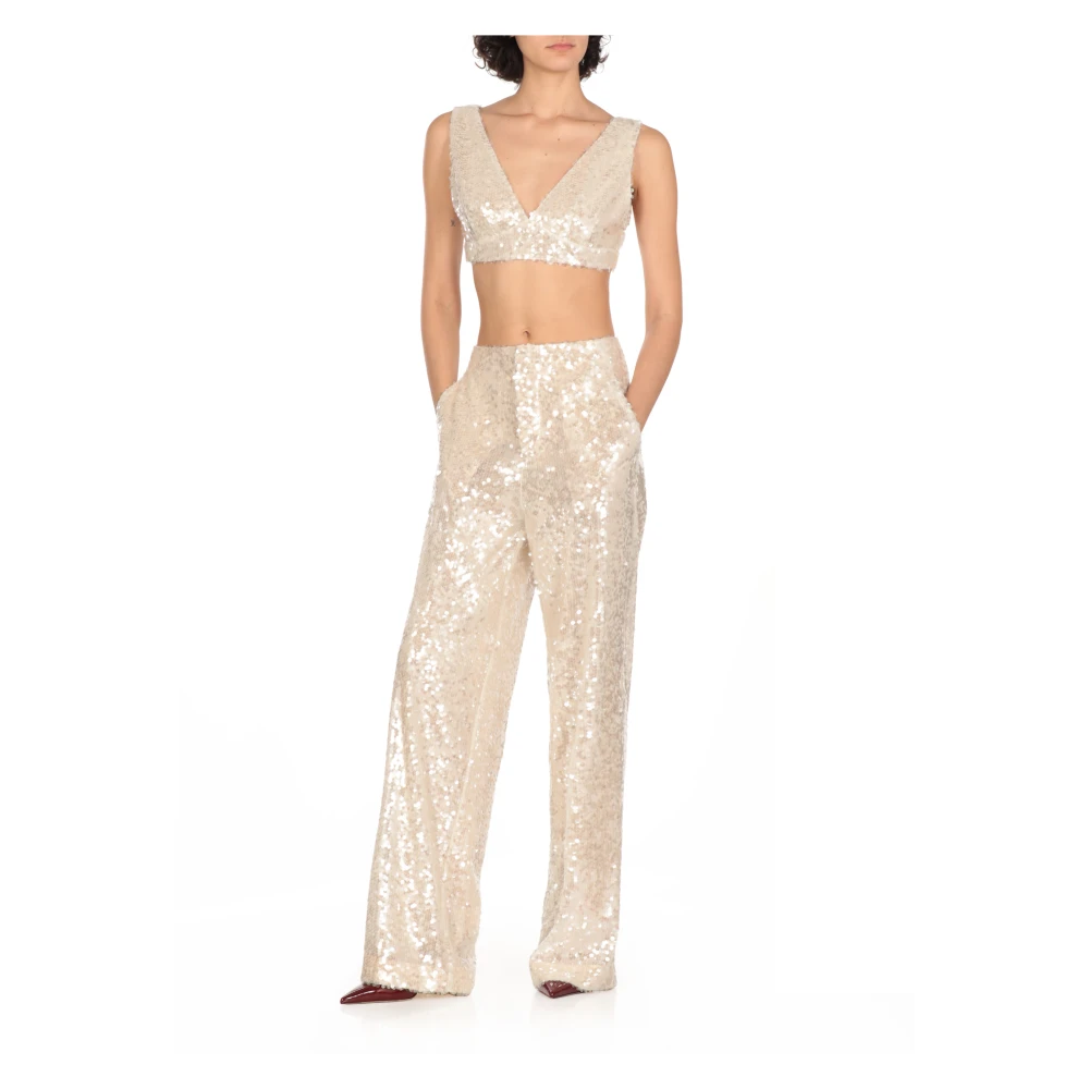 Philosophy di Lorenzo Serafini Ivoor Paillet V-Hals Mouwloze Top Beige Dames