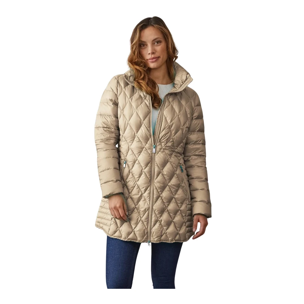 Junge Moderne pasvorm gewatteerde jas champagne Beige Dames