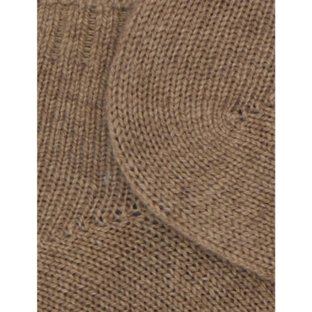 Gallo Dames effen beige kasjmier enkelsokken. Beige Dames