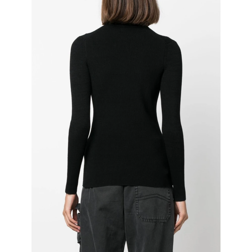 Isabel marant Zwarte Geribbelde Stretch Wollen Trui Black Dames