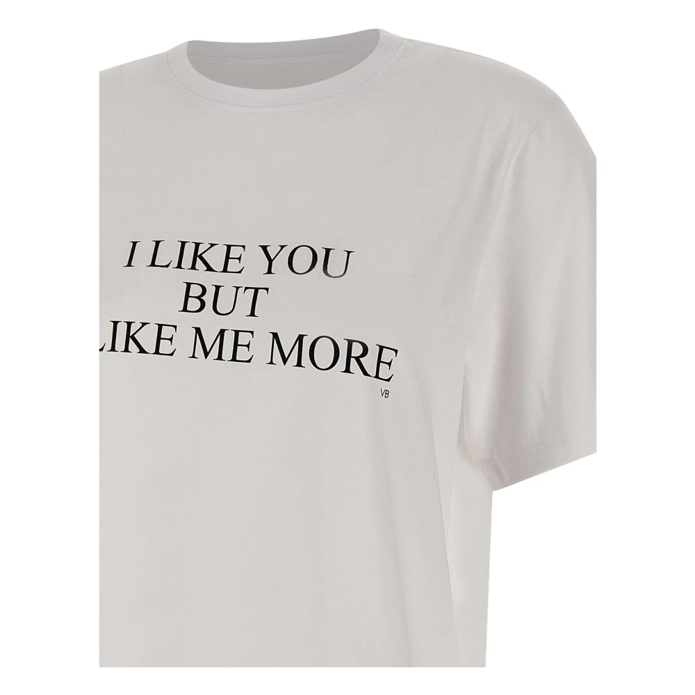 Victoria Beckham Maxi Logo Print Katoenen T-shirt White Dames