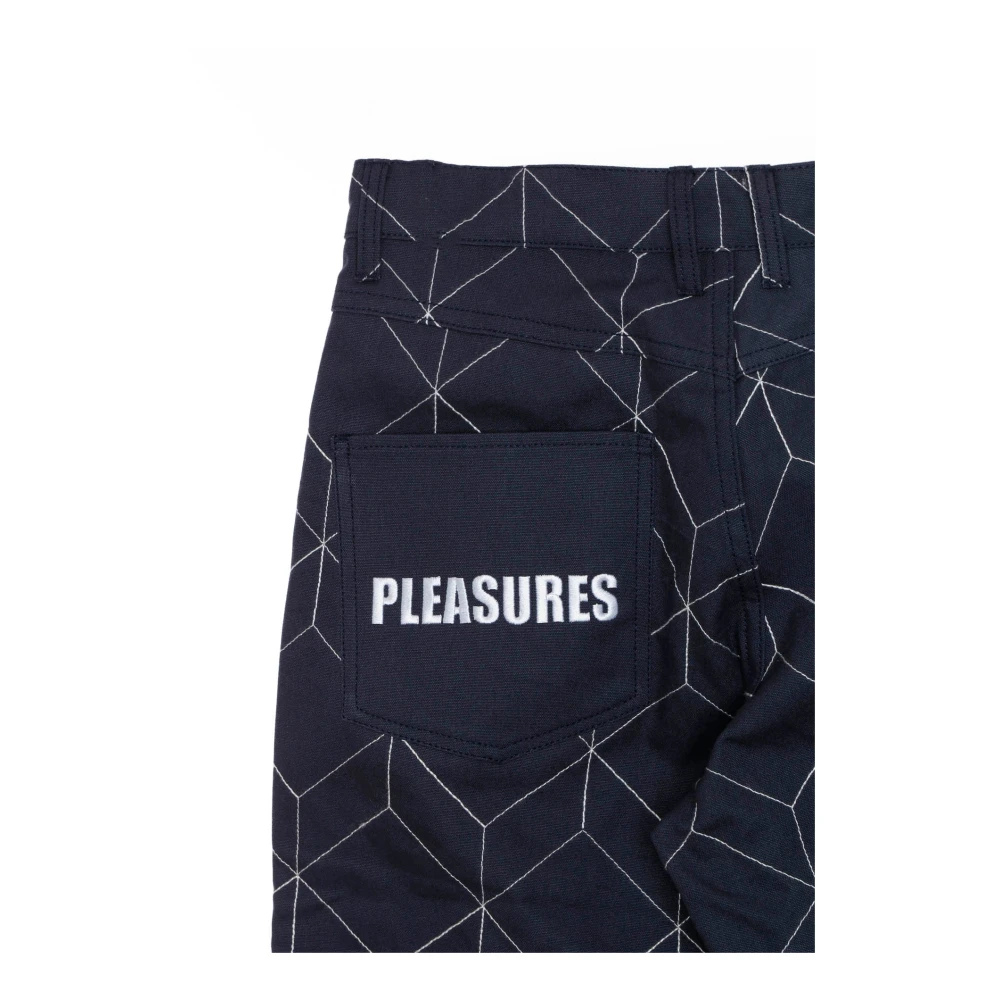 Pleasures Geborduurde Straight Fit Utility Broek Blue Heren