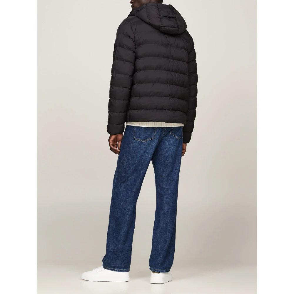Tommy Hilfiger Zwarte gewatteerde jas met capuchon Black Heren