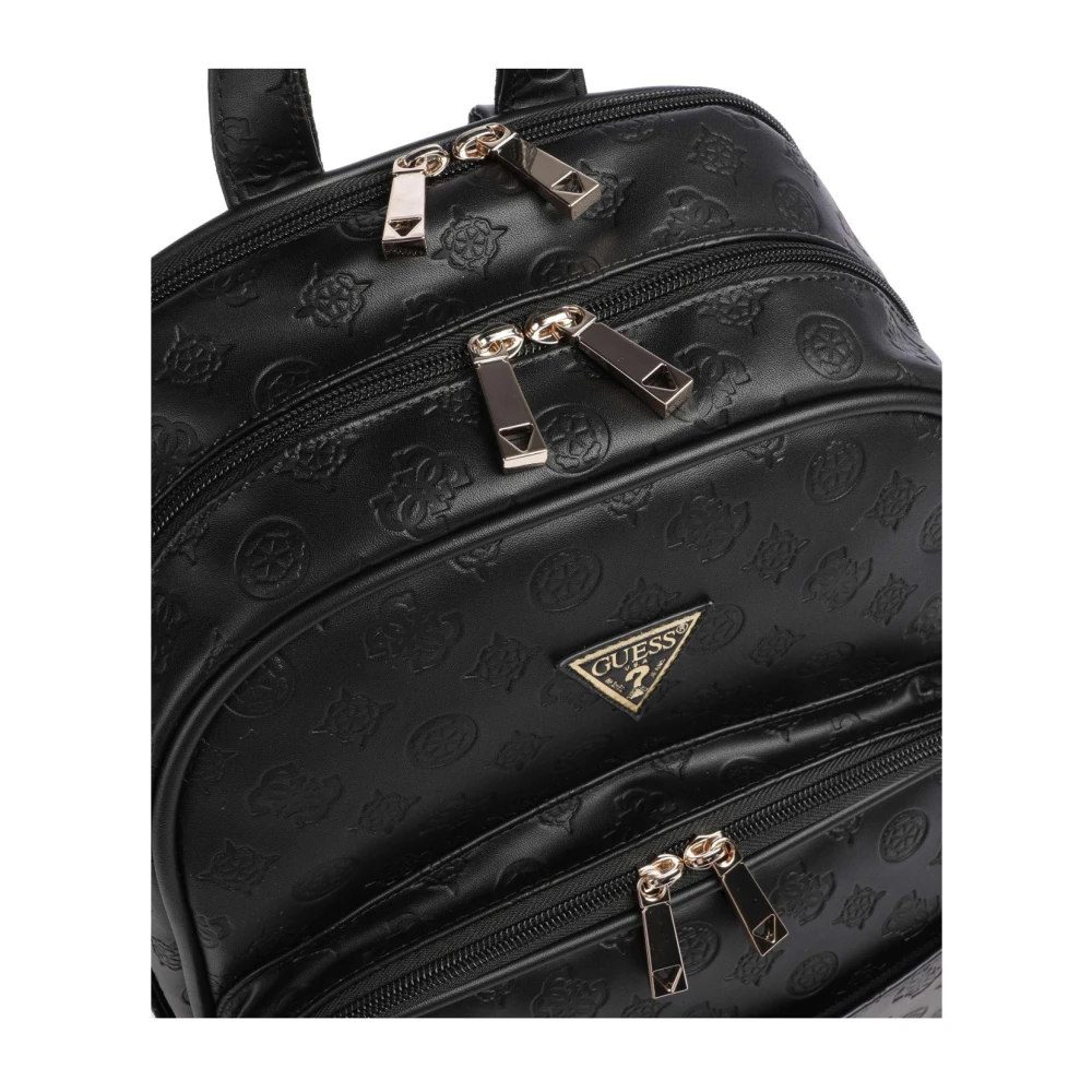 Guess Multi Logo Rugzak Zwart PU Leer Black Unisex