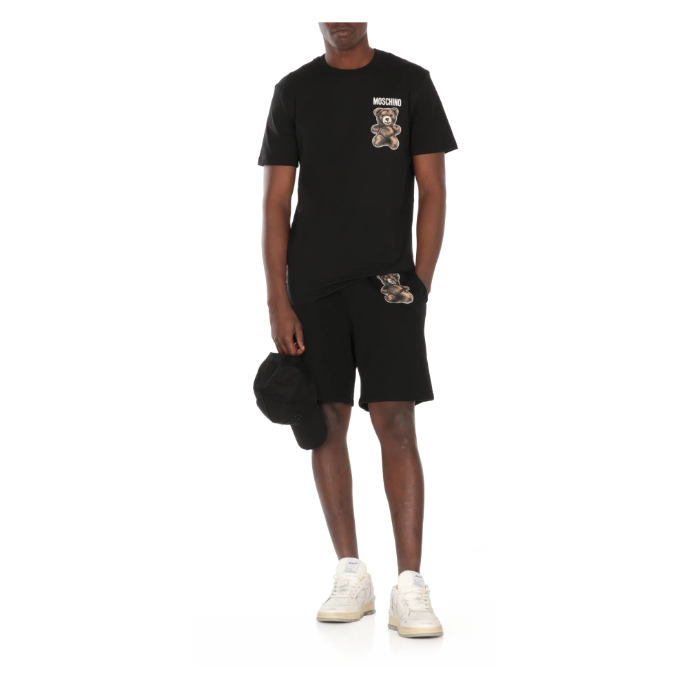 Moschino Zwarte T-shirt met Teddybeerprint Black Heren