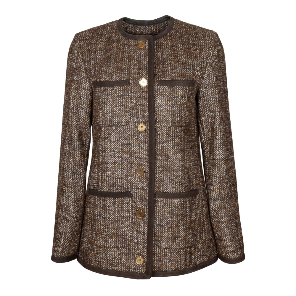 Golden Goose Women's Brown/Golden Coffee Wool Tweed Jacket Aw25