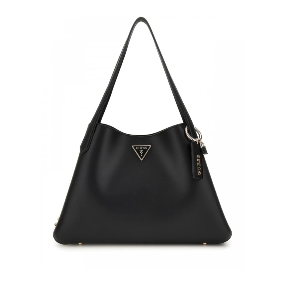 Guess Zwarte Schoudertas met Afneembare Hanger en Zilveren Logo Black Dames