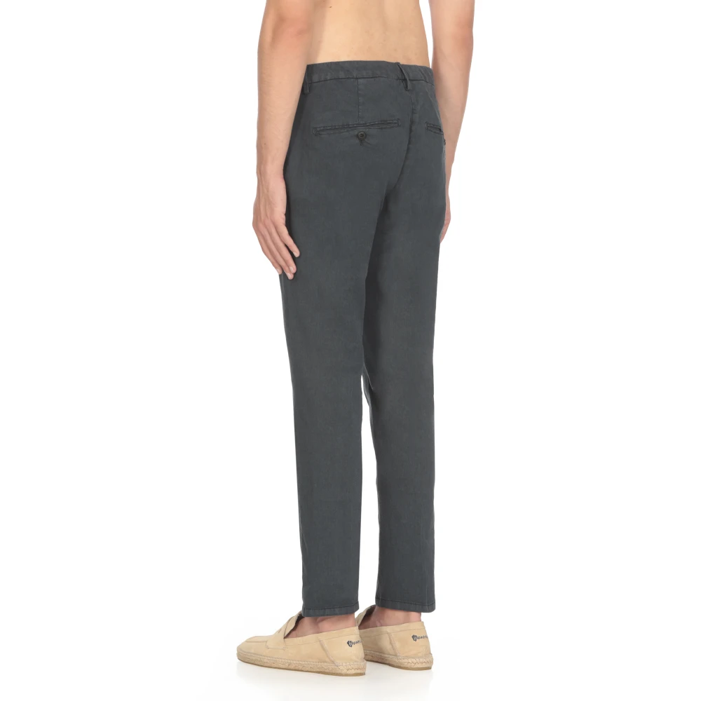 Dondup Blauwe Linnen Broek Met Rits Zakken Blue Heren