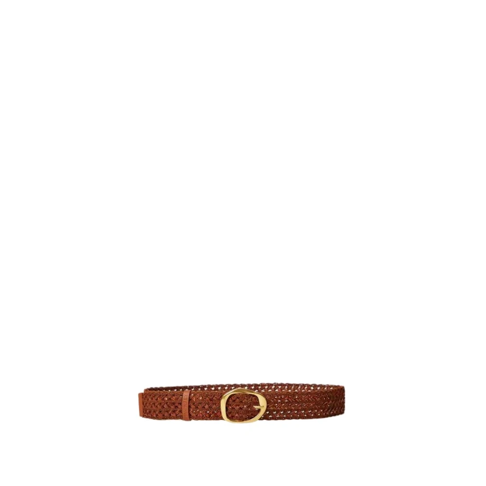 Twinset Gevlochten leren riem Brown Unisex