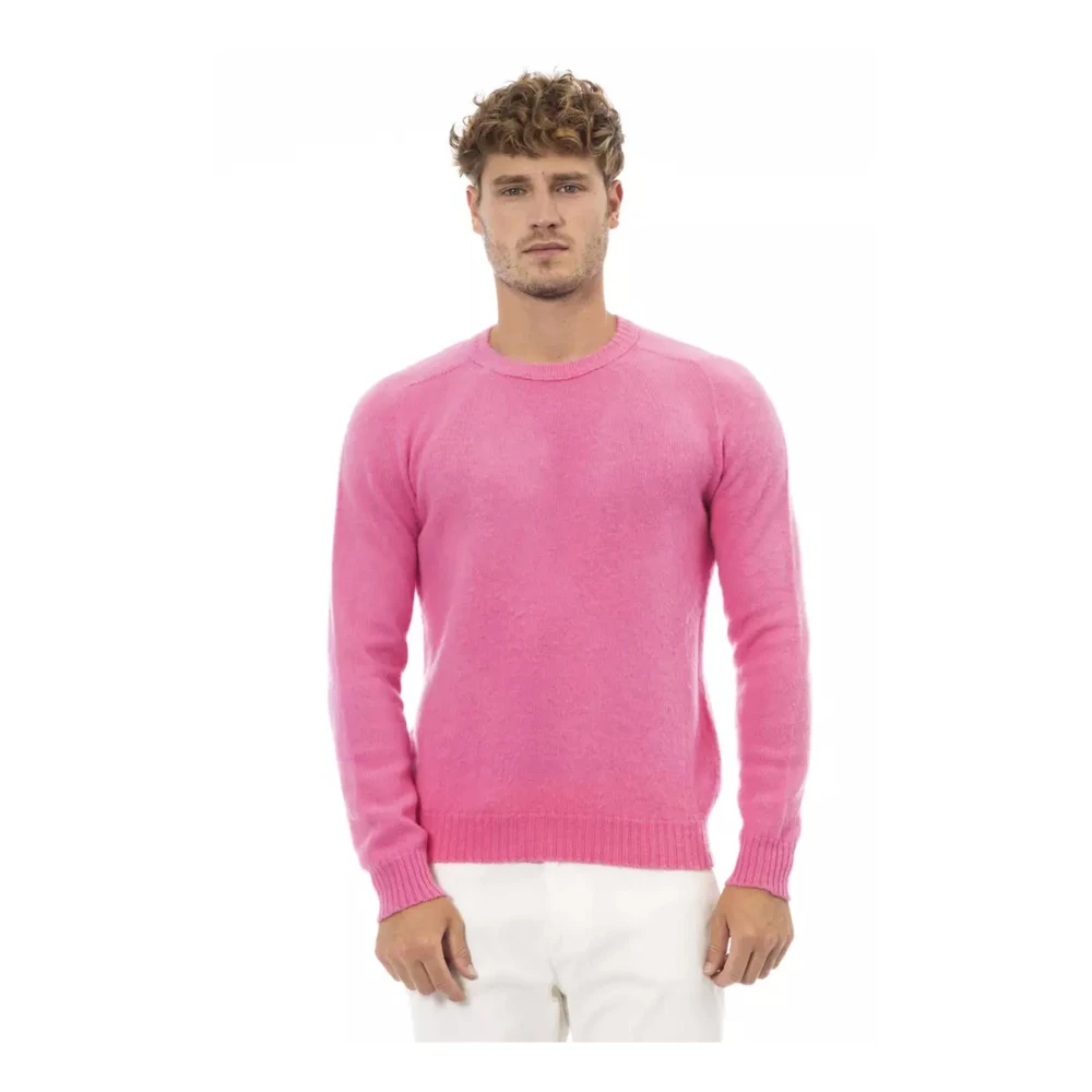 Alpha Studio Stijlvolle Roze Crewneck Sweater Pink Heren